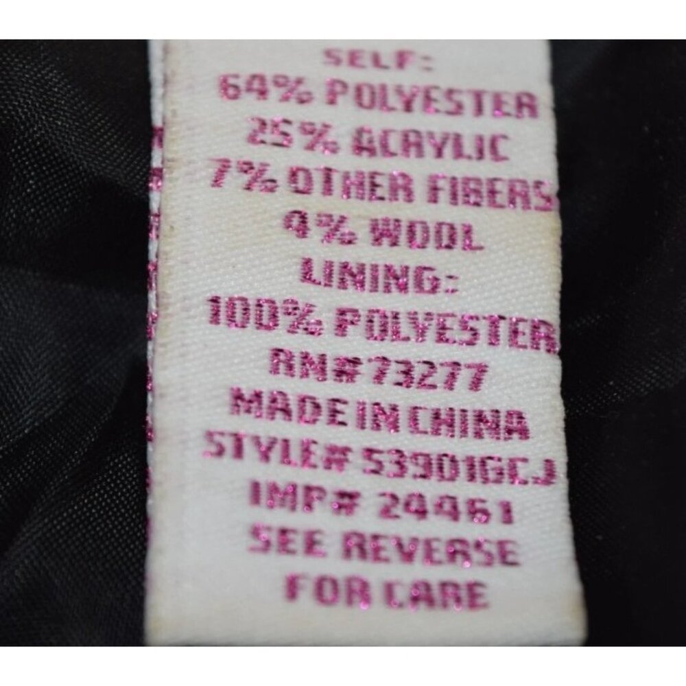 Vintage Candies Size M Black Ivory Big Houndstooth Peacoat Jacket Wool 90s - Picture 5 of 11